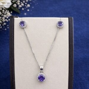 Amethyst & Cubic Zirconia Necklace Set